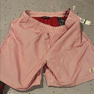 Chaps Red and White Striped Swim Trunks Size Large